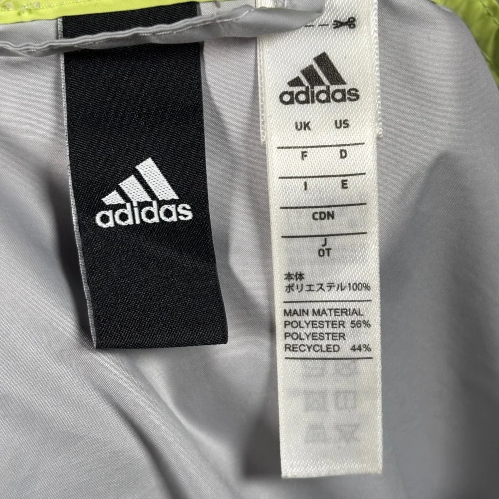 Adidas Windbreaker Jacket Mens S Grey Neon Yellow ClimaStorm Hooded CX4266